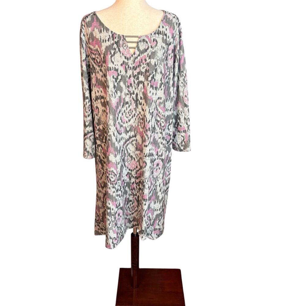 Ruby Rd Women's Dress Plus Size 3X Grey Purple Stretch